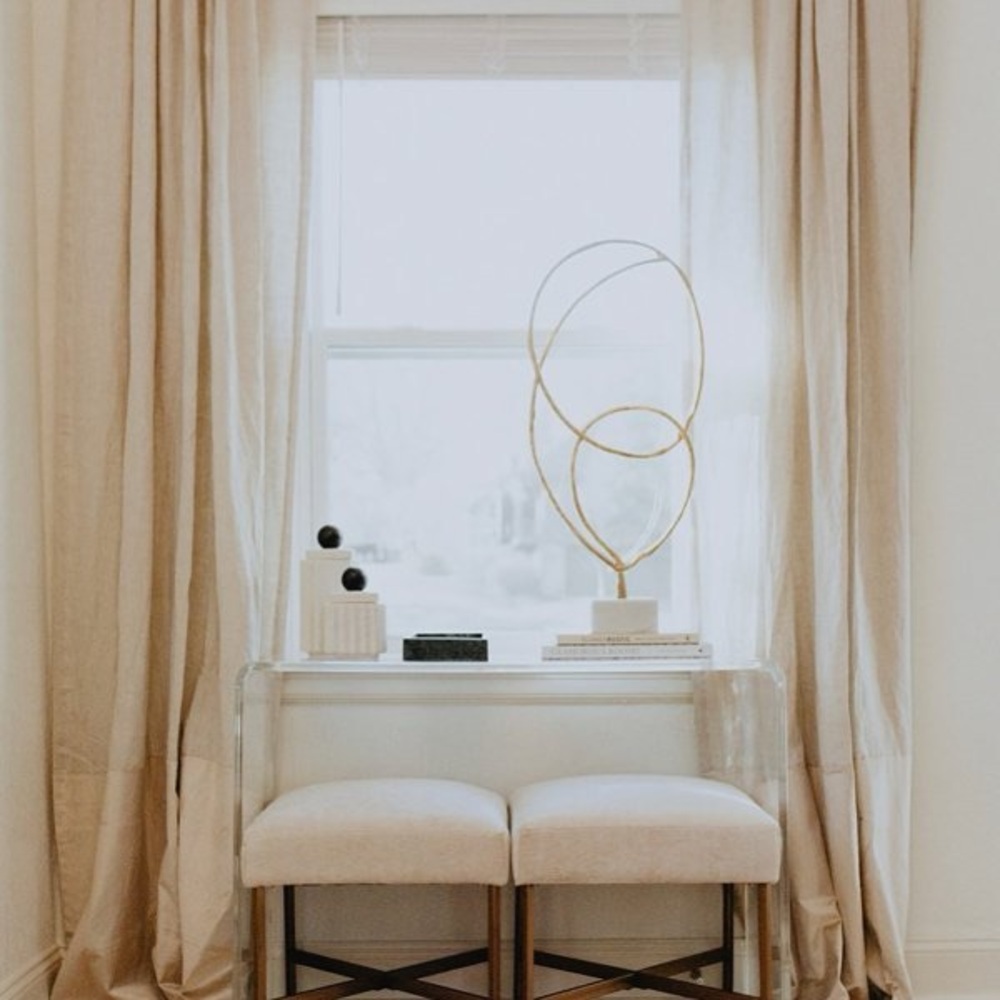 West Elm European Set Flax Linen & Luster Velvet Two Tone Window Curtain Panel - Picture 5 of 9